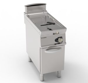 Friggitrice gas vasca singola 21lt con fondo V freestanding su vano chiuso – Tecnoinox