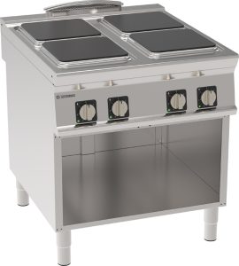 Piano cottura elettrico 4 piastre ermetiche quadre (30x30cm – 11.8×11.8in) freestanding su vano aperto – Tecnoinox