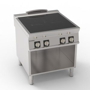 Piano cottura in vetroceramica 4 zone riscaldanti freestanding su vano aperto – Tecnoinox