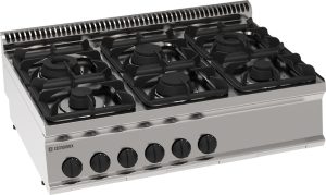 Piano cottura gas 6 fuochi con griglie in ghisa top – Tecnoinox