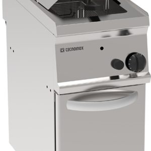 Friggitrice gas vasca singola 14lt con scambiatori in vasca freestanding su vano chiuso – coperchi, cestelli e vasca recupero olio inclusi – Tecnoinox