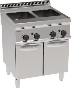 Cuocipasta gas vasca doppia 23+23lt GN2/3 freestanding su vano chiuso – cestelli non inclusi – Tecnoinox