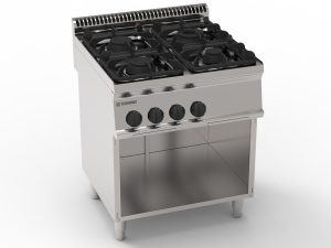 Piano cottura gas 4 fuochi freestanding su vano aperto – Tecnoinox