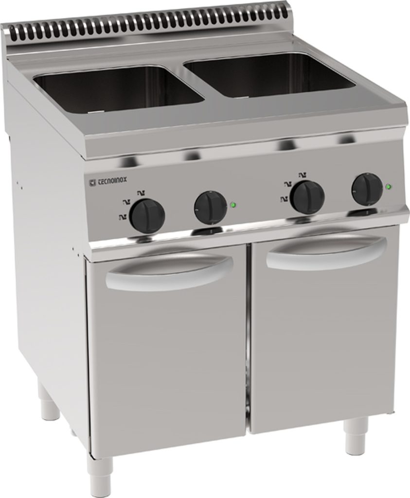 Cuocipasta elettrico vasca doppia 23+23lt GN2/3 freestanding su vano chiuso – cestelli non inclusi – Tecnoinox