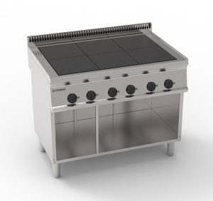 Piano cottura elettrico 6 piastre quadre (30x30cm – 11.8×11.8in) complanari freestanding su vano aperto – Tecnoinox