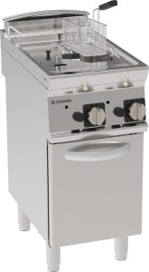 Friggitrice gas vasca doppia 8+8lt con scambiatori in vasca freestanding su vano chiuso – Tecnoinox