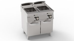 Cuocipasta gas vasca doppia 24+24lt GN2/3 freestanding su vano chiuso – cestelli non inclusi – Tecnoinox