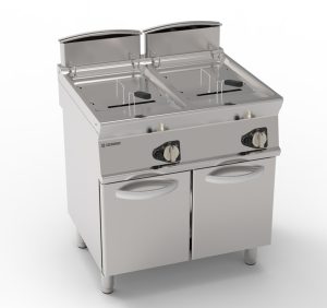 Friggitrice gas vasca doppia 17+17lt con scambiatori in vasca freestanding su vano chiuso – TECNO 74 – Tecnoinox