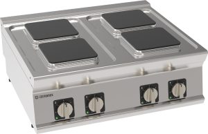 Piano cottura elettrico 4 piastre ermetiche quadre (22x22cm – 8.7×8.7in) top – PCS 8 E7 – Tecnoinox