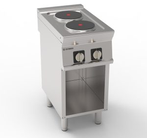 Piano cottura elettrico 2 piastre ermetiche tonde (diam 22cm – 8.7in) freestanding su vano aperto – Tecnoinox