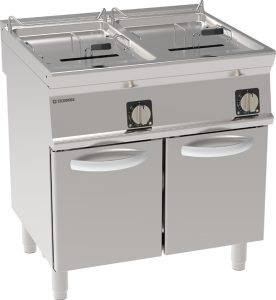 Friggitrice elettrica vasca doppia 17+17lt con resistenze rotanti in vasca freestanding su vano chiuso – Tecnoinox
