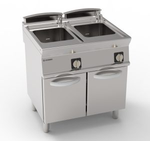 Cuocipasta elettrico vasca doppia 24+24lt GN2/3 freestanding su vano chiuso – Tecnoinox