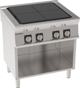 Piano cottura elettrico 4 piastre quadre (30x30cm – 11.8×11.8in) complanari basculanti freestanding su vano aperto – Tecnoinox