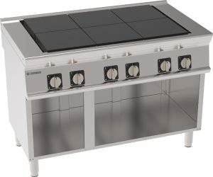 Piano cottura elettrico 6 piastre quadre (30x30cm – 11.8×11.8in) complanari basculanti freestanding su vano aperto – Tecnoinox