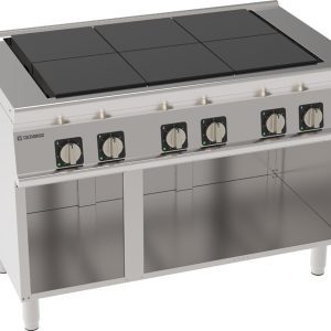 Piano cottura elettrico 6 piastre quadre (30x30cm – 11.8×11.8in) complanari basculanti freestanding su vano aperto – Tecnoinox