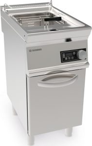 Friggitrice elettrica vasca singola 13lt a controllo elettronico con resistenze rotanti in vasca freestanding su vano chiuso – Tecnoinox