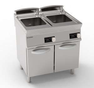 Cuocipasta elettrico vasca doppia 24+24lt GN2/3 a controllo elettronico freestanding su vano chiuso – Tecnoinox