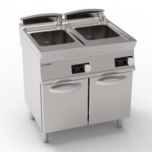 Cuocipasta elettrico vasca doppia 24+24lt GN2/3 a controllo elettronico freestanding su vano chiuso – cestelli non inclusi – Tecnoinox