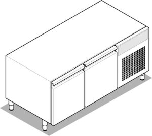 Base refrigerata GN1/1 – 2 porte con gas R290 Tecno74 dim. cm 120x65x62h – Tecnoinox