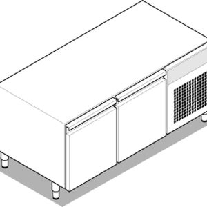 Base refrigerata GN1/1 – 2 porte con gas R290 Tecno74 dim. cm 120x65x62h – Tecnoinox