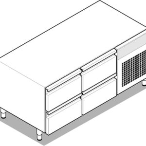 Base refrigerata GN1/1 – 4 cassetti con gas R290 Tecno74 dim. cm 120x65x62h – Tecnoinox