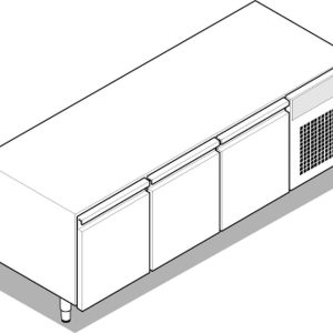 Base refrigerata GN1/1 – 3 porte con gas R290 Tecno74 dim. cm 160x65x62h – Tecnoinox