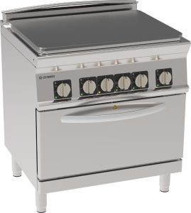 Cucina elettrica tutta piastra su forno elettrico statico GN2/1 con 1 griglia – Tecnoinox