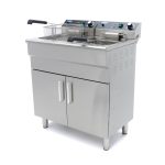 Friggitrice – 2 x 16L – 2 Cestelli – con Rubinetto di Scarico e Base Armadiata – 230V – Maxima 09365158