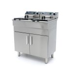 Friggitrice – 2 x 16L – 2 Cestelli – con Rubinetto di Scarico e Base Armadiata – 230V – Maxima 09365158