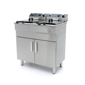 Friggitrice - 2 x 16L - 2 Cestelli - con Rubinetto di Scarico e Base Armadiata - 230V – Maxima 09365158