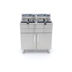 Friggitrice – 2 x 16L – 2 Cestelli – con Rubinetto di Scarico e Base Armadiata – 230V – Maxima 09365158