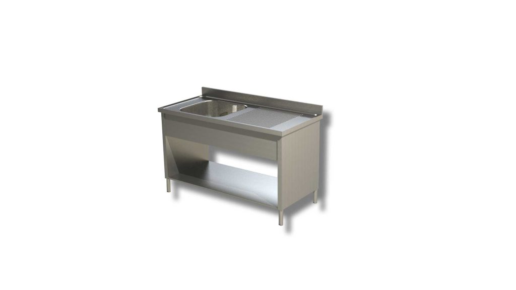 Lavello su fianchi e ripiano Inoxgastroshop 1 vasca con gocciolatoio destro 1100×700 mm – AISI 304