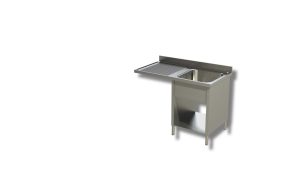 Lavello su fianchi e ripiano Inoxgastroshop 1 vasca con vano lavastoviglie sinistro 1200×700 mm – AISI 304