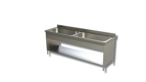 Lavello su fianchi e ripiano Inoxgastroshop 2 vasche maggiorate 1600×700 mm – AISI 304