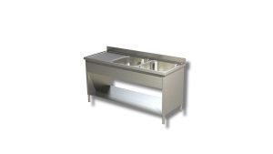 Lavello su fianchi e ripiano Inoxgastroshop 2 vasche con gocciolatoio sinistro 1400×600 mm – AISI 304