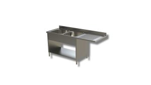 Lavello su fianchi e ripiano Inoxgastroshop 2 vasche con vano lavastoviglie destro 1800×700 mm – AISI 304