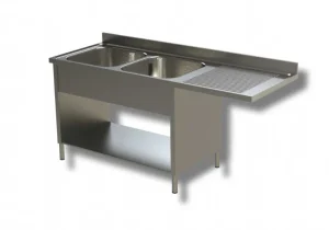 Lavello su fianchi e ripiano Inoxgastroshop 2 vasche con gocciolatoio destro 1700×600 mm – AISI 304