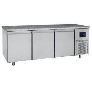 Virtus – Tavolo refrigerato pasticceria a 3 porte 600×400 mm, piano in granito, -2°/+8°C – WiFi – BNZ0006/FN