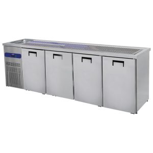 Mastro – Banco birra con 1 vasca a sinistra e 4 porte per fusti birra da 50 litri – HAB0038