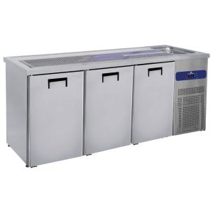Mastro – Banco birra con 1 vasca a destra e 3 porte per fusti birra da 50 litri – HAB0032