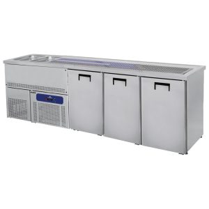 Mastro – Banco birra con 2 vasche a sinistra e 3 porte per fusti birra da 50 litri – HAB0037