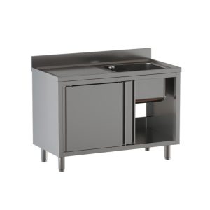 Lavello armadiato Inoxgastroshop 1 vasca con gocciolatoio sinistro 1100×700 mm – AISI 304