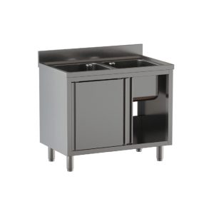 Lavello armadiato Inoxgastroshop 2 vasche 1300×700 mm – AISI 304