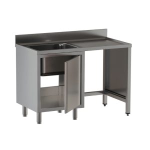 Lavello armadiato Inoxgastroshop 1 vasca con vano pattumiera destro 1200×600 mm – AISI 304