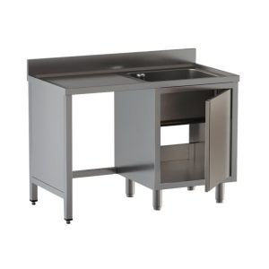 Lavello armadiato Inoxgastroshop 1 vasca con vano pattumiera sinistro 1200×600 mm – AISI 304