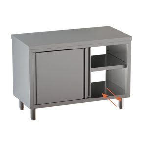 Tavolo armadiato passante Inox Gastro Shop porte scorrevoli su due lati 1600×700×850 mm – DSTAP167