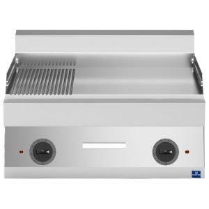Fry top elettrico da banco, piastra 1/3 rigata e 2/3 liscia