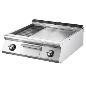 Fry-top elettrico versione top, 1/3 rigata e 2/3 piastra liscia cromata
