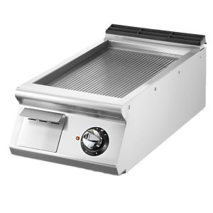 Fry-top elettrico versione top, piastra rigata cromata