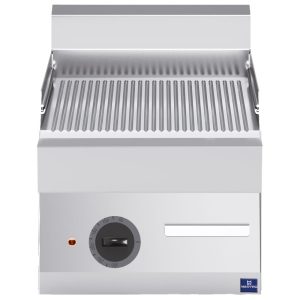Fry top elettrico da banco, piastra cromata rigata